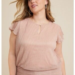 Maurices Pink Ruched Cap Sleeve Blouse